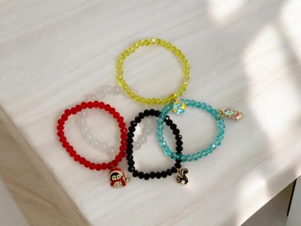 Glass Beads Bracelet with random Charm