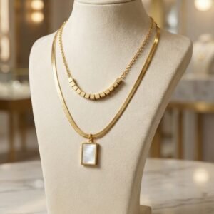 Two Layered gold Necklace Set