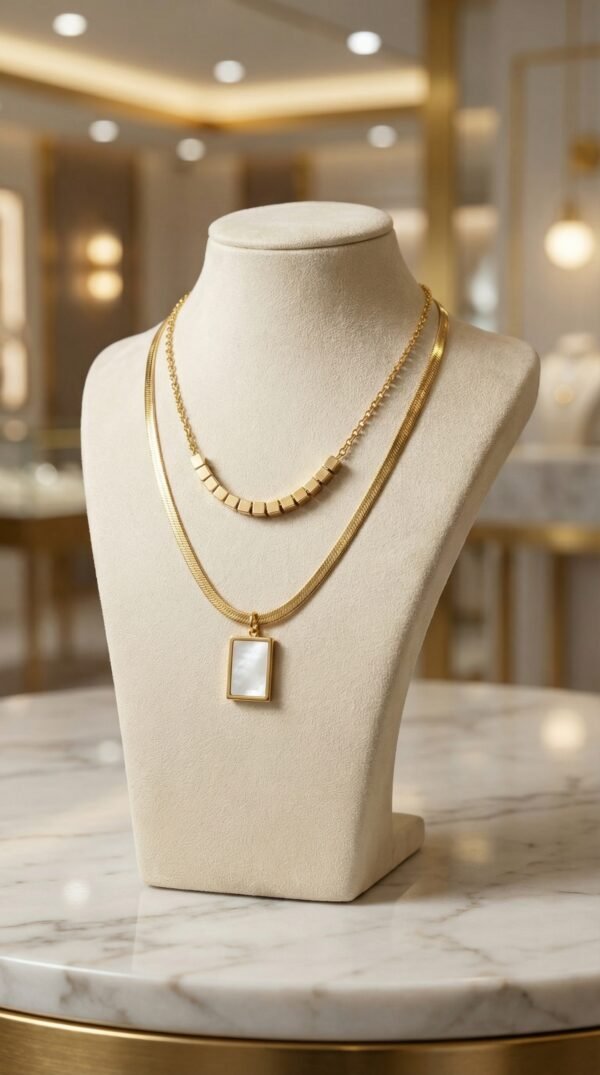 Two Layered gold Necklace Set