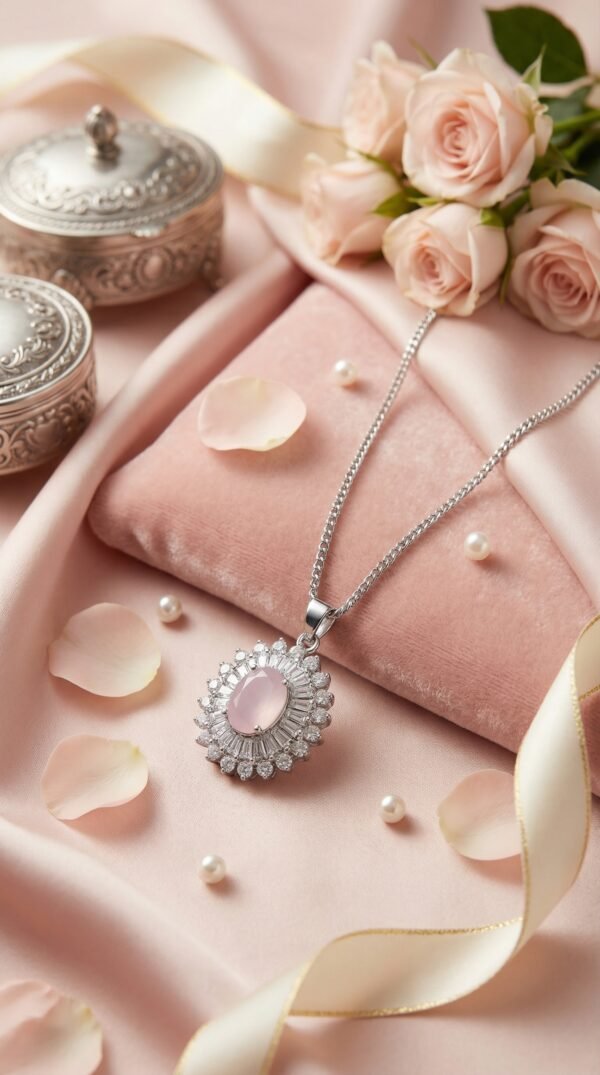 Pink Gemstone Pendit Necklace